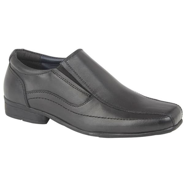 Roamers Childrens/Boys Leather Twin Gusset School Shoes Black 4 UK