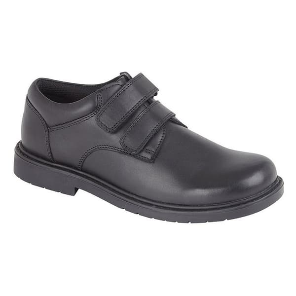 Roamers Boys Twin Touch Fastening Casual Leather Shoe Black 10 UK Child