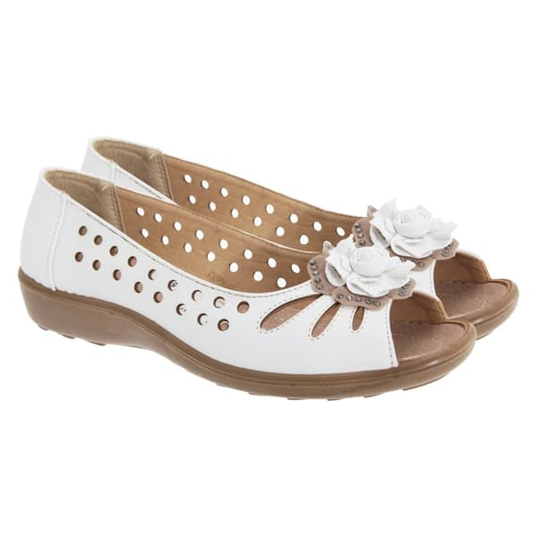 Boulevard Womens/Ladies Punched Open Toe Flower Casual Shoes