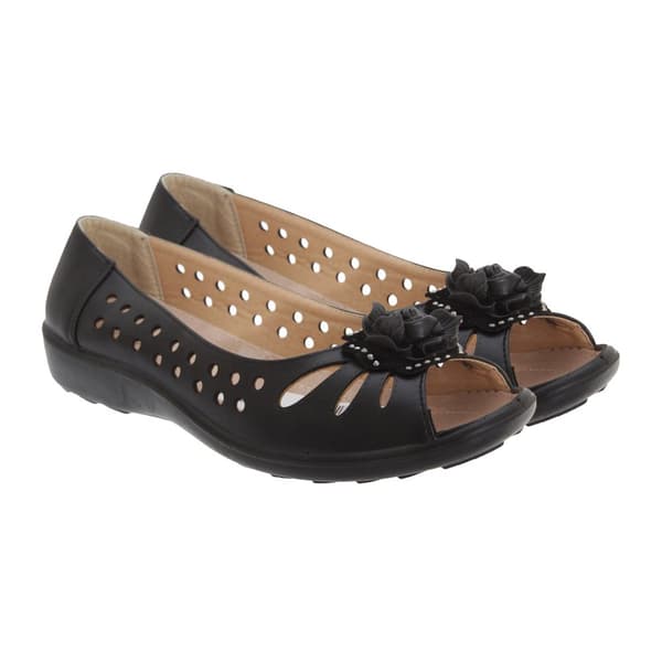 Boulevard Womens/Ladies Punched Open Toe Flower Casual Shoes