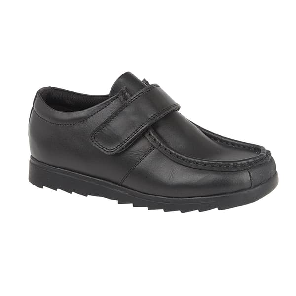 Roamers Boys Leather One Bar School Shoes Black 11 UK Child