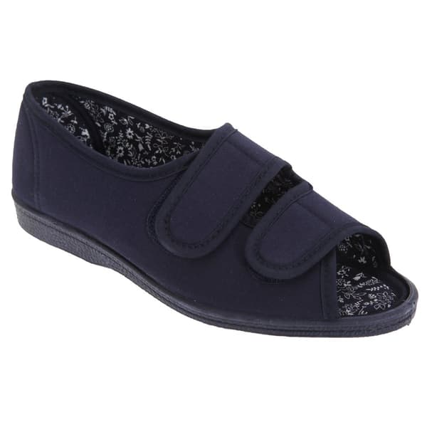San Diego Womens/Ladies Wide Fit Cotton Twin Touch Fastening Peep Toe Casual Shoes