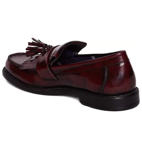 Roamers Mens Toggle Saddle Hi-Shine Leather Loafers