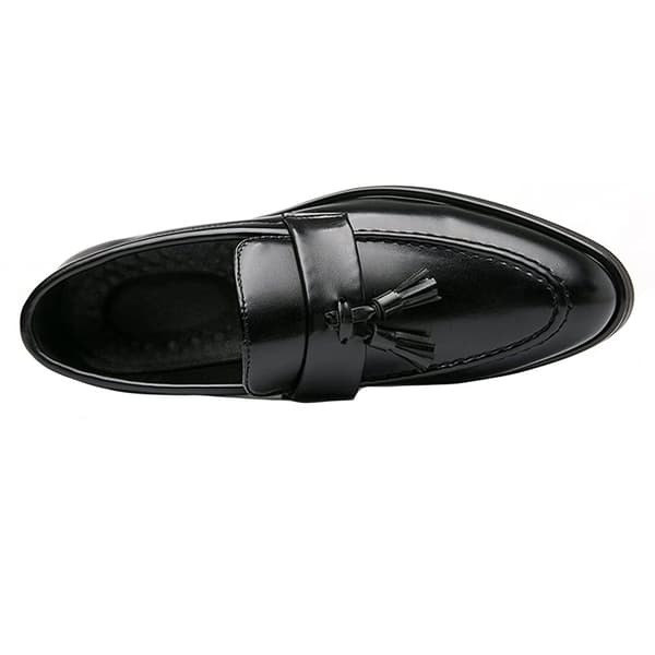 Roamers Mens Toggle Saddle Hi-Shine Leather Loafers