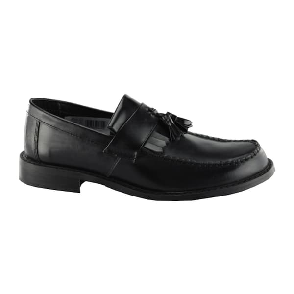 Roamers Mens Toggle Saddle Hi-Shine Leather Loafers