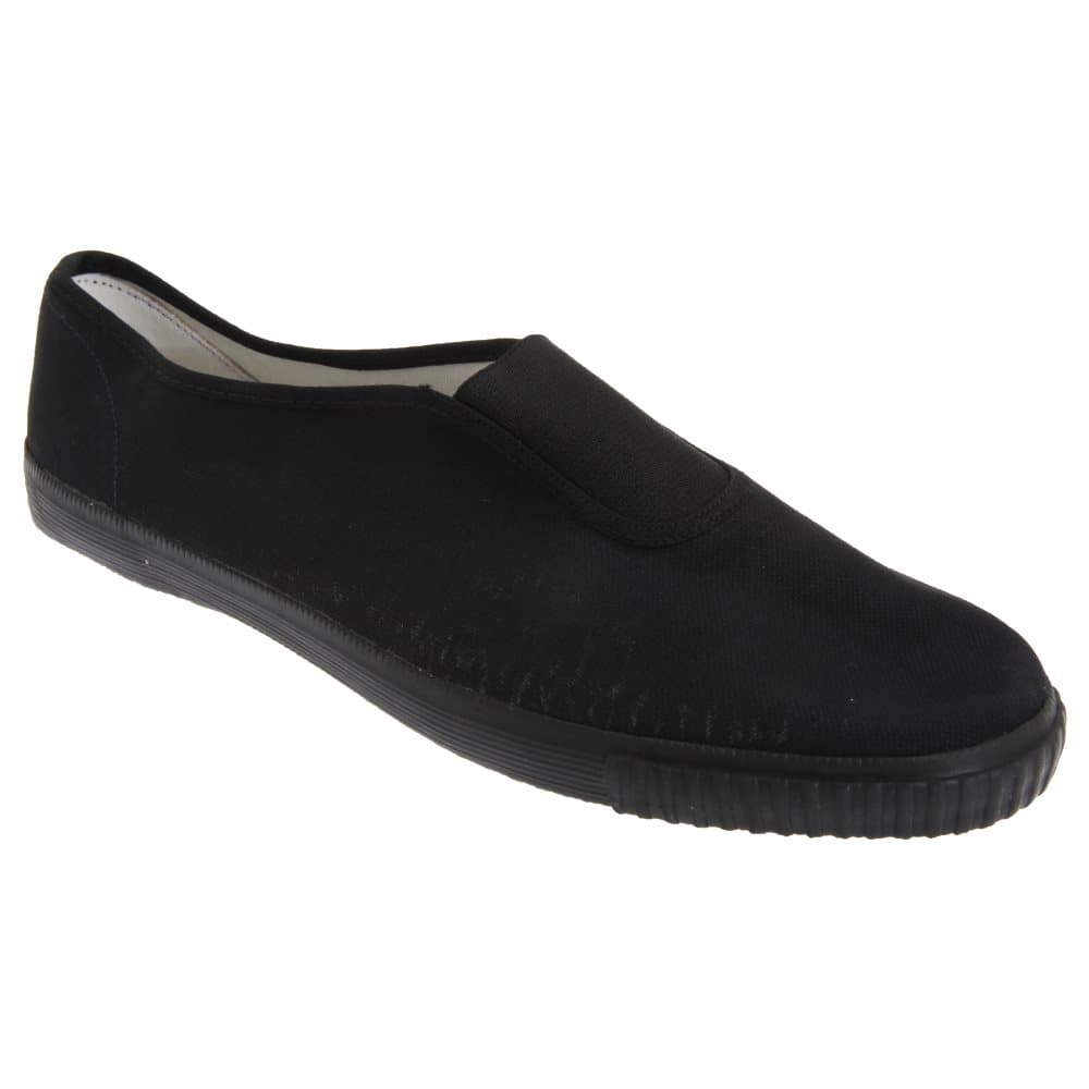 Dek Vuxna Unisex Gusset Black Canvas Plimsolls
