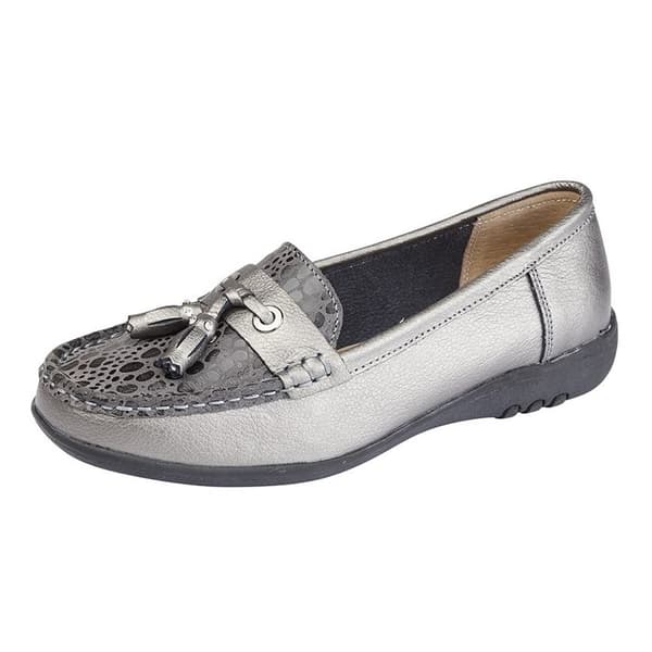 Boulevard Womens/Ladies Wide Fitting Reptile Print Tassle Shoes