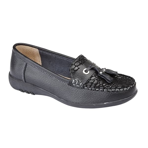 Boulevard Womens/Ladies Wide Fitting Reptile Print Tassle Shoes