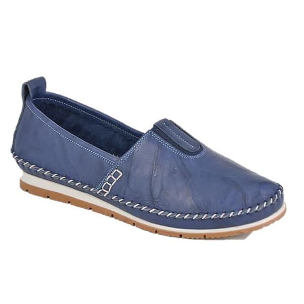 Mod Comfys Womens/Ladies Softie Leather Loafers Navy 7 UK