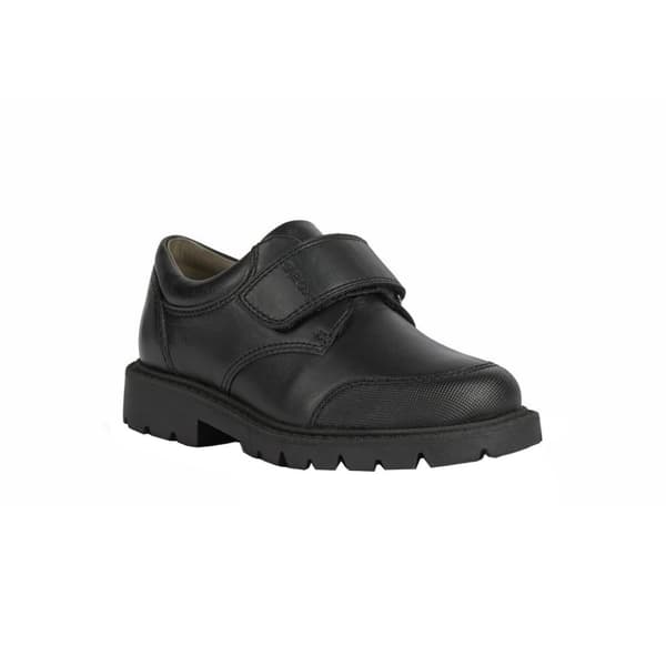 Geox Pojkar Shaylax enkelrem läderskor för skolbruk Black 11.5 UK Child