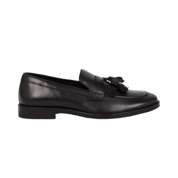 Burton Mens Tassel Leather Slip-on Loafers Black 8 UK