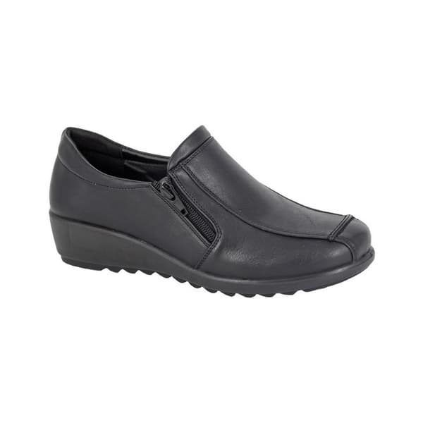 Boulevard Womens/Ladies Twin Zip Loafers Black 7 UK