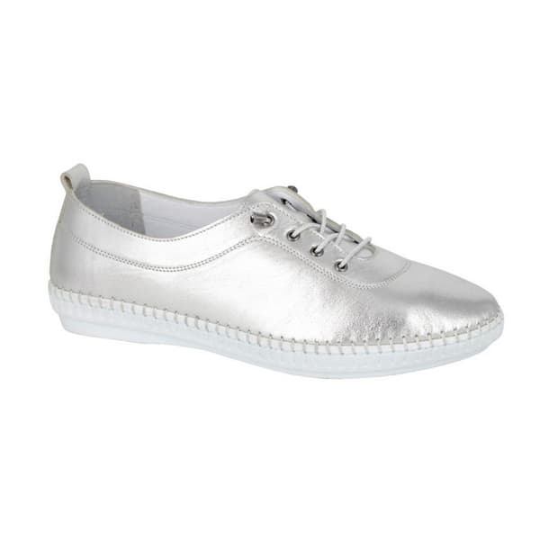 Mod Comfys Womens/Ladies Metallic Leather Casual Shoes Silver 8 UK