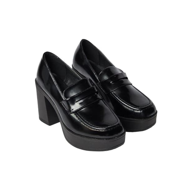 Faith Dam/Ladies Cash Chunky Penny Loafers med hög klack
