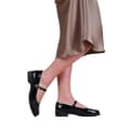 Miniatyrbilde 2 av 2: Where's That From Womens/Ladies Kingston Patent Leather Buckle Detail Wide Low Heel Shoes