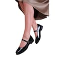 Miniatyrbilde 1 av 2: Where's That From Womens/Ladies Kingston Patent Leather Buckle Detail Wide Low Heel Shoes