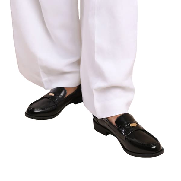Where's That From Womens/Ladies Denver Gold Detail PU Slip-on Loafers Black 3 UK