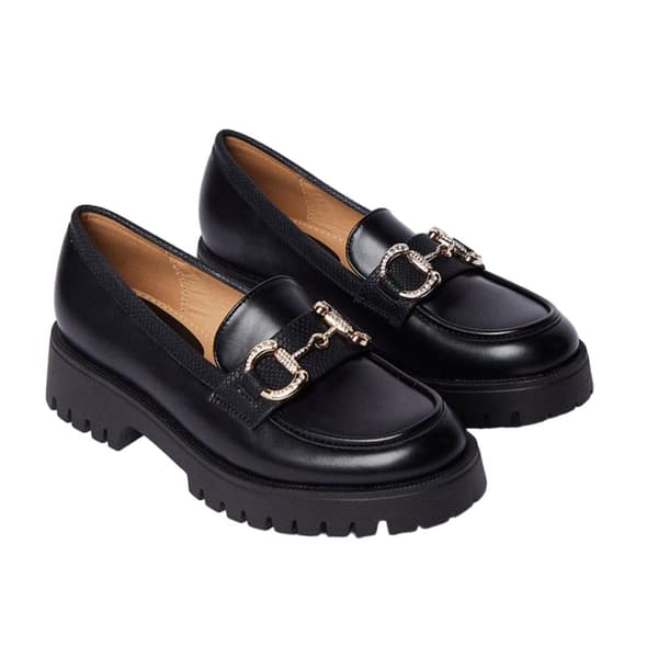 Faith Womens/Ladies Nix Diamante Snaffle Loafers Black 3 UK