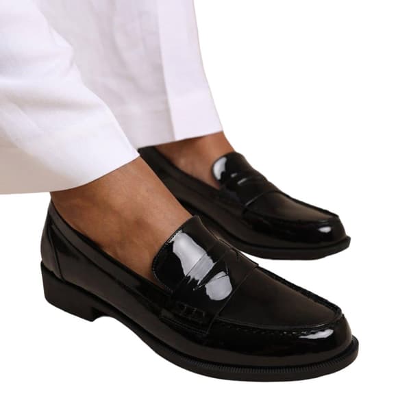 Where's That From Womens/Ladies Houston Patent Leather Slip-on Wide Loafers