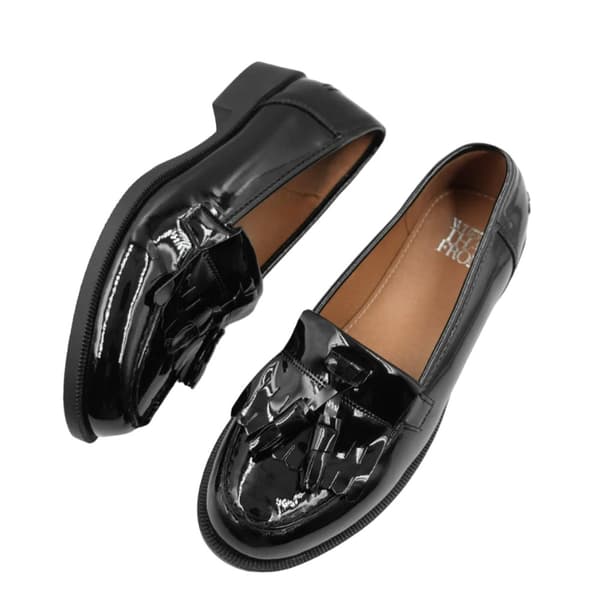 Where's That From Womens/Ladies Imogen Tassel Patent Leather Slip-on Flatform Loafers