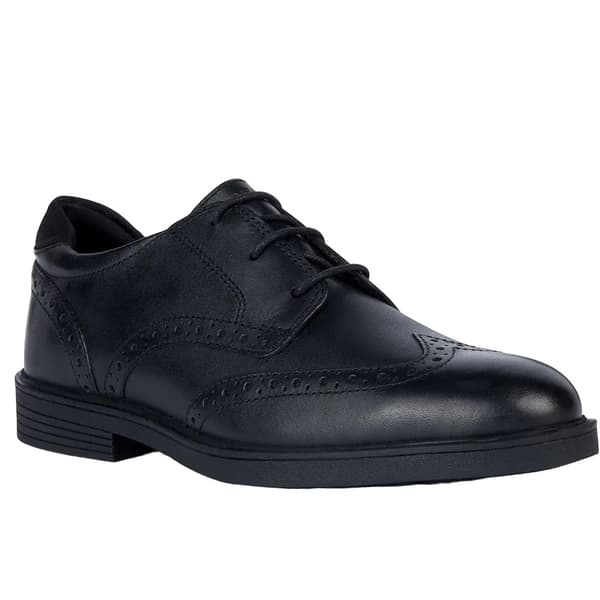 Geox Boys J Zheeno B Leather School Shoes Black 4 UK