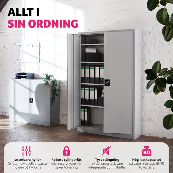 Dokumentskåp med 4 fack - grå