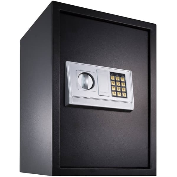 Stort elektronisk pengeskab 50x35x34 + 4 batterier - sort