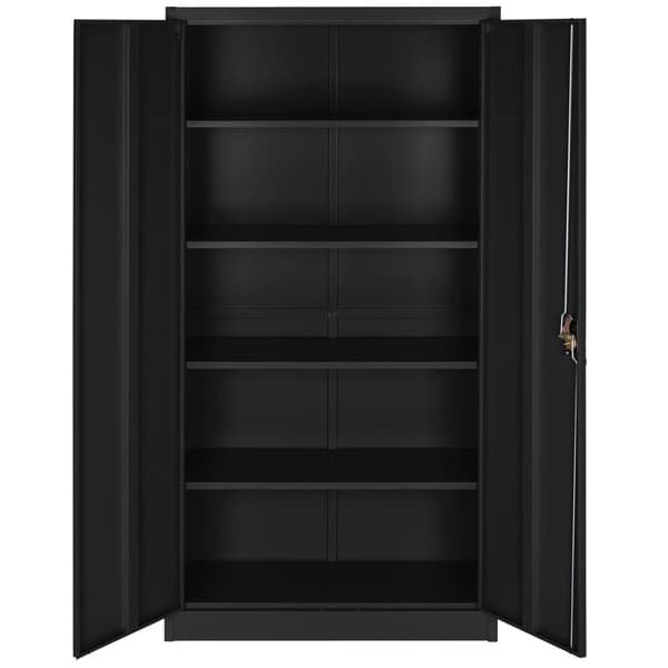 Låsbart arkivskab, sæt med 5 hylder 180x90x40cm - sort,Sæt med 2 stk.