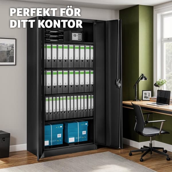 Förvaringsskåp med 5 fack 40x80x180 cm - svart