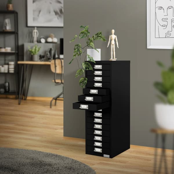 Arkivskab med 15 skuffer 28x38x87 cm sort metal ML-design