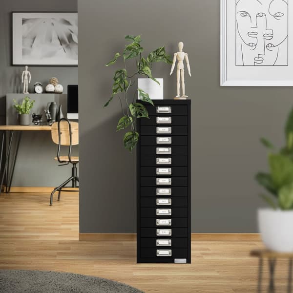 Arkivskåp med 15 lådor 28x38x87 cm svart metall ML design