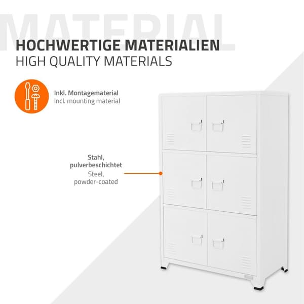 Kontorsskåp med tre nivåer magnetstängning 75x40x120 cm vitt stål ML design