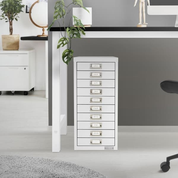 Arkivskab med 10 skuffer 28x38x60 cm hvid metal ML-design