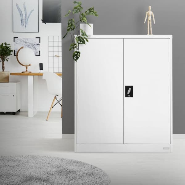 Låsbart arkivskab 90x40x109 cm hvid stål ML-design