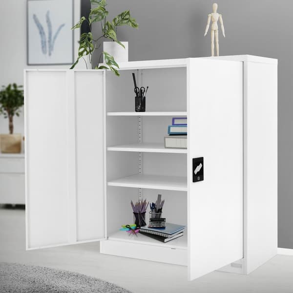 Låsbart arkivskab 90x40x109 cm hvid stål ML-design