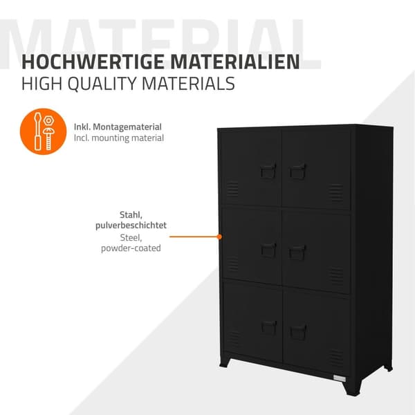 Kontorsskåp med tre nivåer magnetlås 75x40x120 cm svart stål ML design