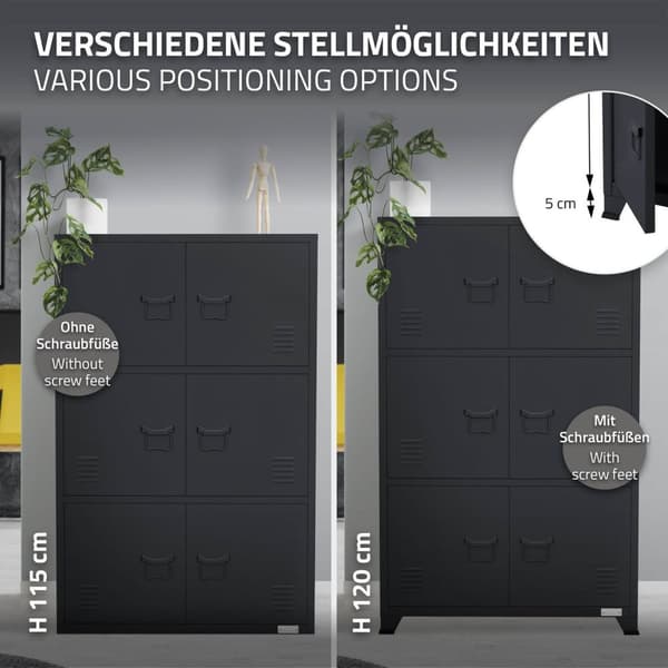 Toimistokaappi kolmella tasolla magneettisuljin 75x40x120 cm antrasiittiteräs ML-muotoilu