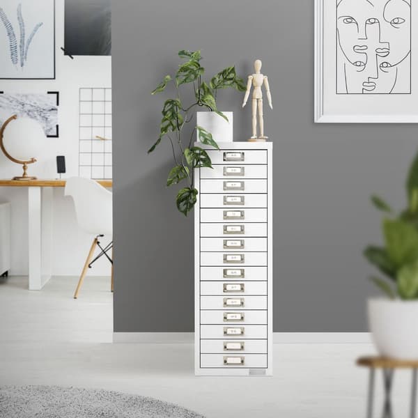 Arkistokaappi 15 laatikolla 28x38x87 cm valkoinen metalli ML-muotoilu