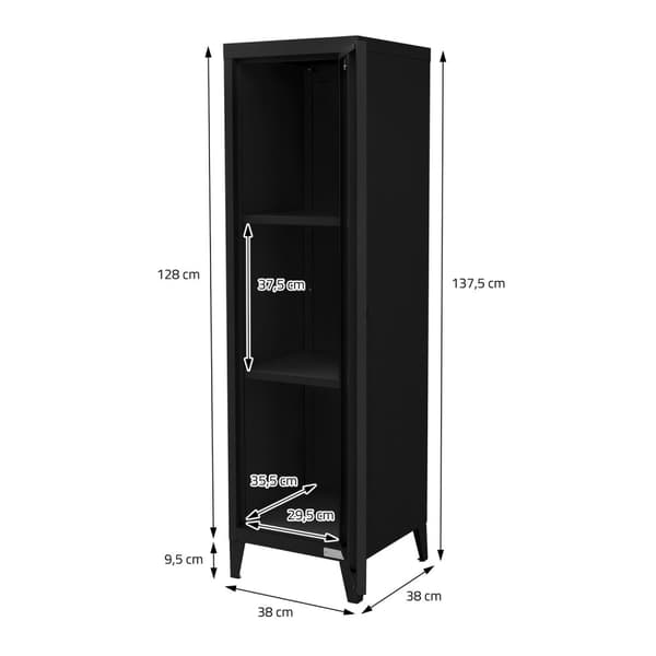 Arkivskab skab 1-dørs 38x38x137,5 cm sort stål ML design