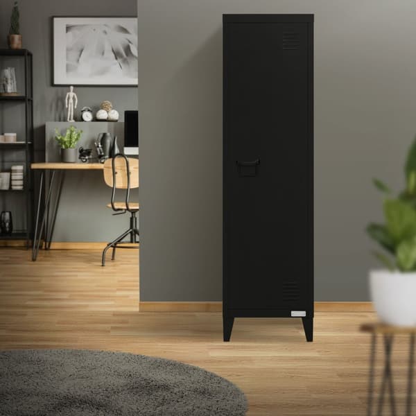 Arkivskab skab 1-dørs 38x38x137,5 cm sort stål ML design