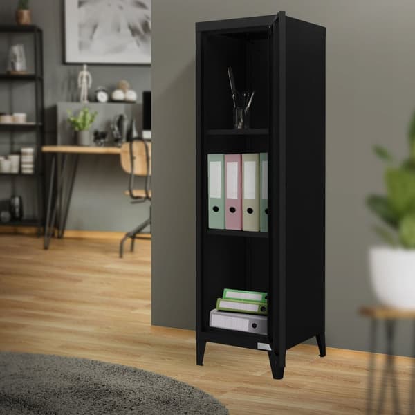Arkivskab skab 1-dørs 38x38x137,5 cm sort stål ML design