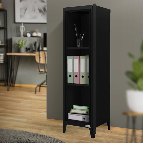 Arkivskab skab 1-dørs 38x38x137,5 cm sort stål ML design