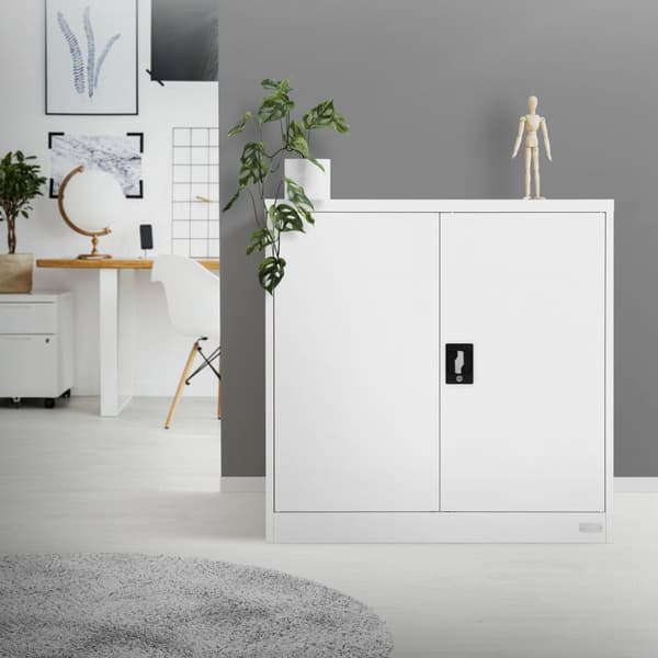 Låsbart arkivskåp 90x40x90 cm vitt stål ML design