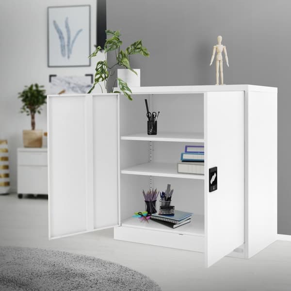 Låsbart arkivskåp 90x40x90 cm vitt stål ML design