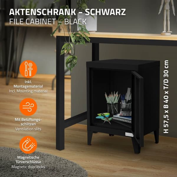 Arkivskåp med 4 ben 40x30x57,5 cm svart stål ML design