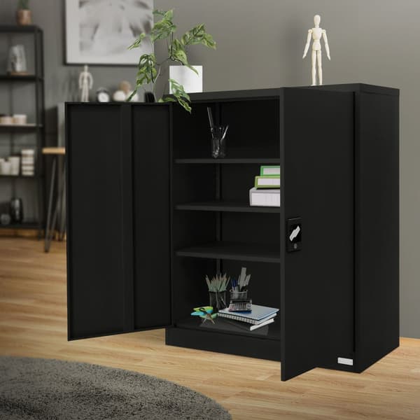 Låsbart arkivskåp 90x40x109 cm svart stål ML design