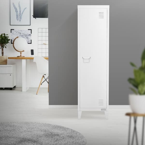 Arkivskab skab 1-dørs 38x38x137,5 cm hvid stål ML design