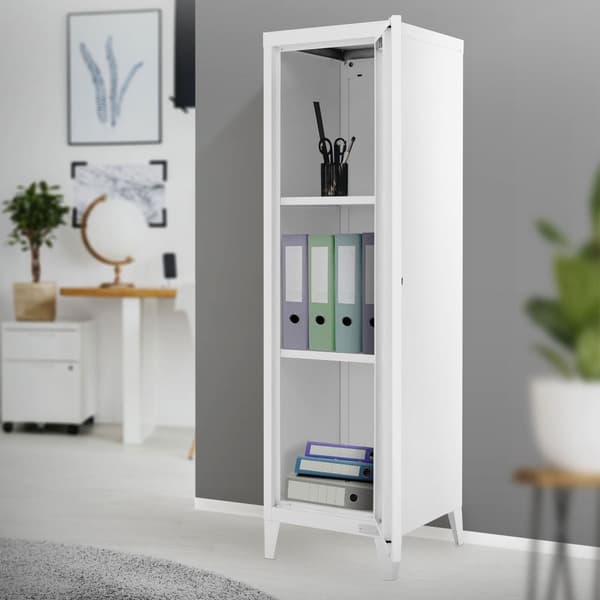 Arkivskab skab 1-dørs 38x38x137,5 cm hvid stål ML design