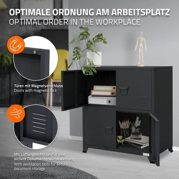 Kontorsskåp med två nivåer magnetstängning 75x40x80,5 cm antracit stål ML design