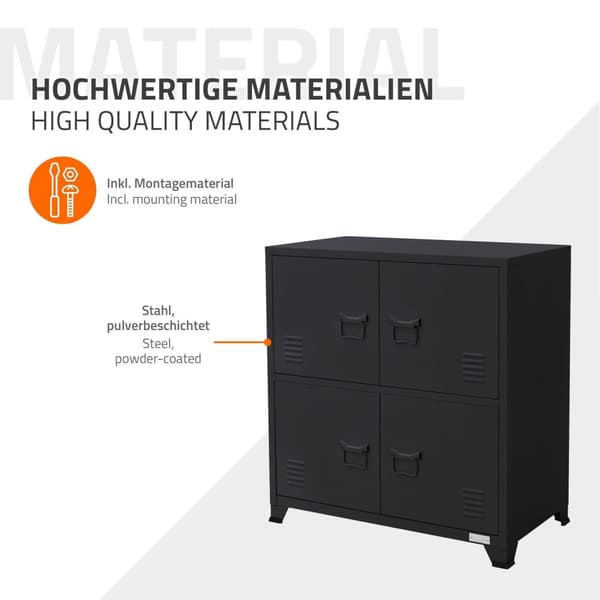 Kontorsskåp med två nivåer magnetstängning 75x40x80,5 cm antracit stål ML design